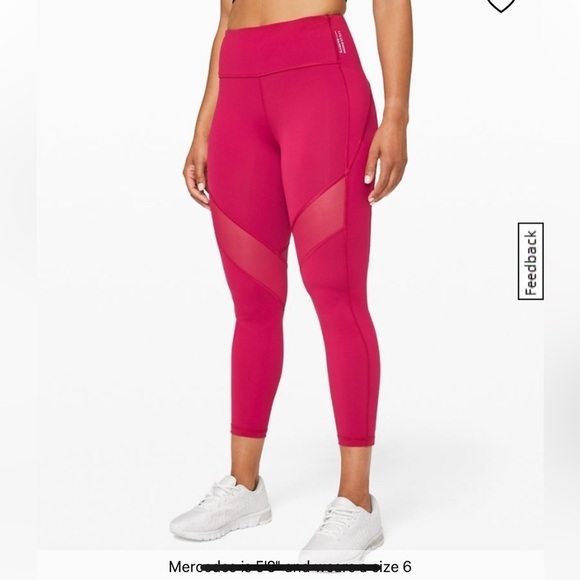 Lululemon Athletica X Barry’s Leggings Size 4 Ruby Red mesh and pockets - Picture 1 of 6